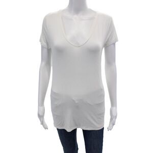 Majestic Paris Womens Short Sleeve V Neck T Shirt White Size 4